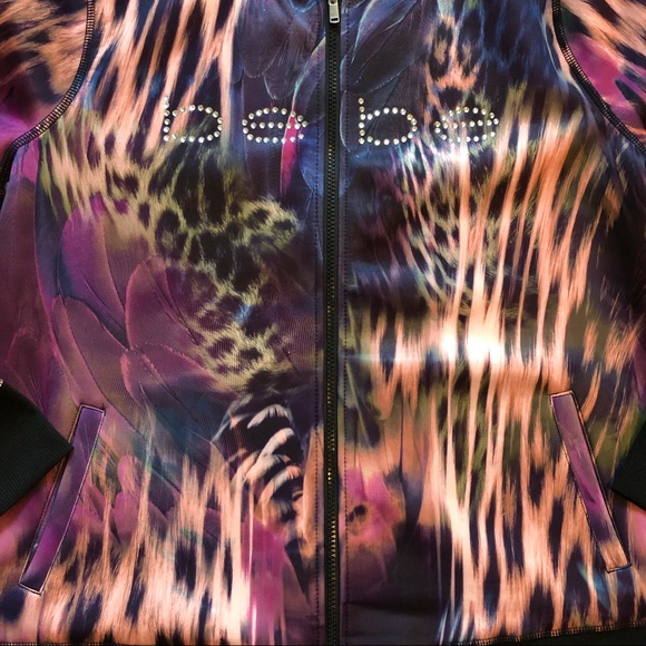 Bebe Tropical Print Stretch Bomber Jacket - Picture 7 of 16